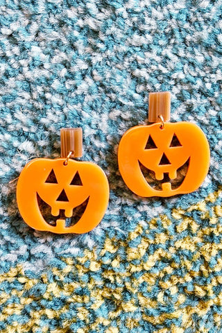 Get trendy with Pumpkin Acrylic Dangle Earrings - Earrings available at ShopMucho. Grab yours for $18 today!