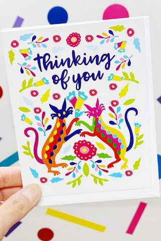 Get trendy with Otomi Thinking of You Greeting Card - Greeting Cards available at ShopMucho. Grab yours for $5 today!