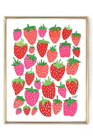Get trendy with Strawberries Illustration Collage - Art Print - Print available at ShopMucho. Grab yours for $24 today!