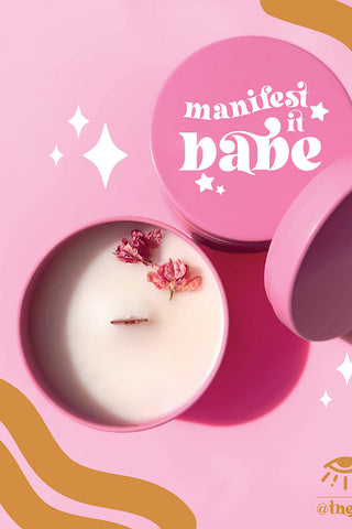 Get trendy with MANIFEST IT BABE Shimmer Scented Candle - Aromatherapy - Barbie - Candles available at ShopMucho. Grab yours for $20 today!
