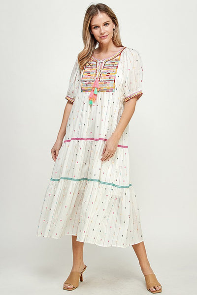 ShopMucho Embroidered Midi Dress