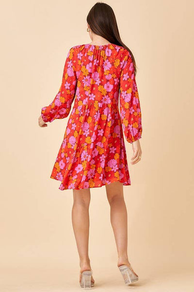Get trendy with Red Floral Print Mini Dress - Dresses available at ShopMucho. Grab yours for $58 today!