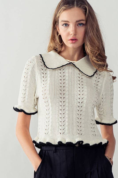 Get trendy with Crochet Knit Top - Tops available at ShopMucho. Grab yours for $46 today!