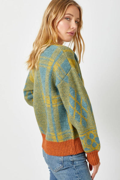 ShopMucho Mixed Plaid Cardigan Sweater 