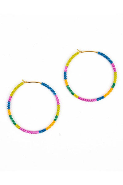 Get trendy with Beaded Hoop Earrings - Earrings available at ShopMucho. Grab yours for $18 today!