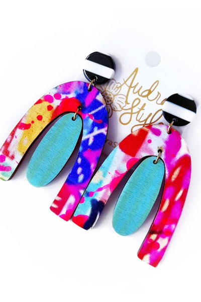 ShopMucho Rainbow Abstract Statement Earrings