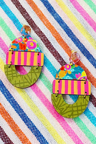 ShopMucho Large Colorful Geometric Mix Statement Earrings