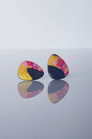 Get trendy with Clay Black Marbled Stud Earrings - Earrings available at ShopMucho. Grab yours for $15 today!