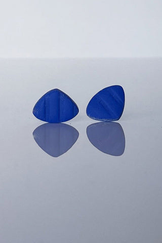 Get trendy with Clay Blue Triangle Stud Earrings - Earrings available at ShopMucho. Grab yours for $12 today!