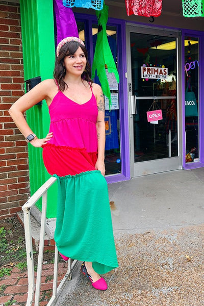 ShopMucho Multicolor Tiered Maxi Dress