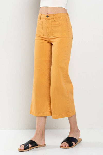 Get trendy with Inca Gold High Rise Cropped Wide Leg Jeans - Bottoms available at ShopMucho. Grab yours for $60 today!