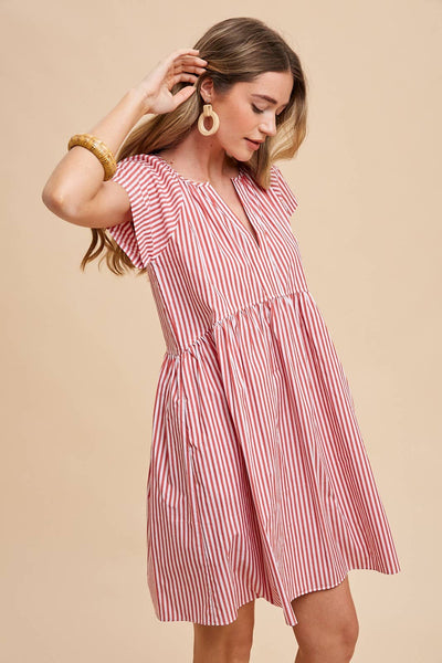 Get trendy with Stripe Babydoll Mini Dress - Dresses available at ShopMucho. Grab yours for $52 today!
