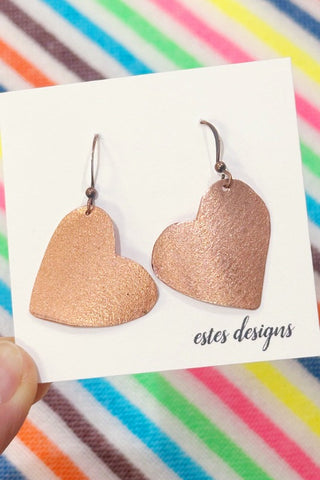 ShopMucho Copper Heart Dangle Earrings