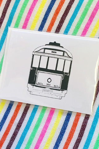 Get trendy with Memphis Designs Greeting Card- Trolley - Greeting Cards available at ShopMucho. Grab yours for $5 today!