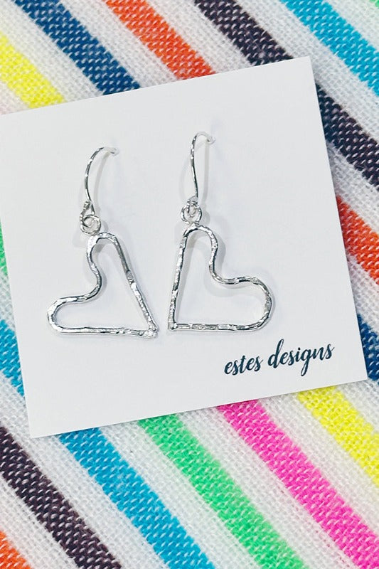 ShopMucho Silver Heart Dangle Earrings