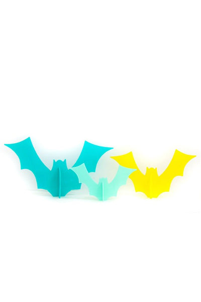 Halloween Acrylic Bat Set Decor -Turquoise and Lemon 
