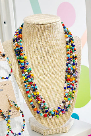 ShopMucho Rainbow Multi Strand Gumball Beaded Necklace