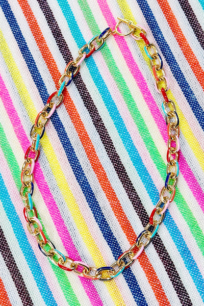 Get trendy with Multicolored Enamel & Gold Chain Links Necklace Or Bracelet - Necklaces available at ShopMucho. Grab yours for $12 today!