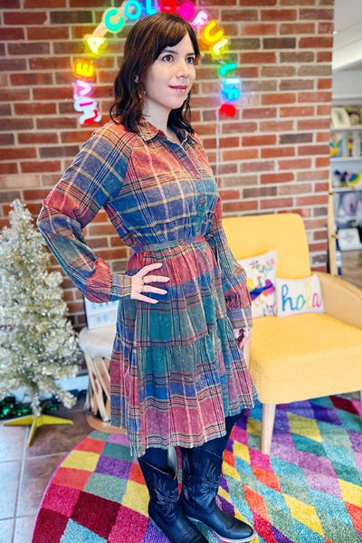 Get trendy with Colorful Plaid Tiered Dress - Dresses available at ShopMucho. Grab yours for $54 today!