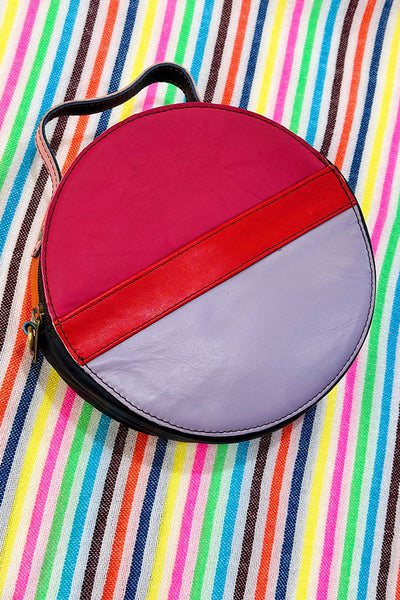 ShopMucho Colorblock Circle Crossbody Leather Bag 
