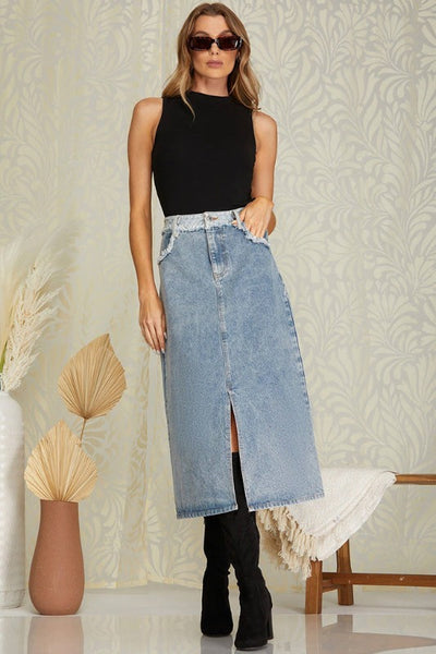ShopMucho Denim Midi Skirt