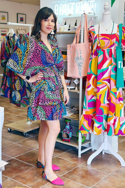 ShopMucho Rainbow Cheetah Print Mini Dress