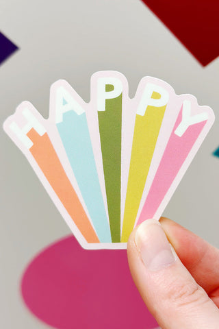 Get trendy with Happy Rainbow Sticker - Sticker available at ShopMucho. Grab yours for $3.50 today!
