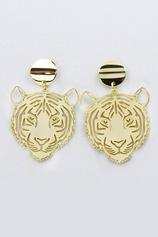 ShopMucho  Gold Tiger Dangle Earrings