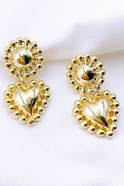 ShopMucho Gold Sacred Heart Dangle Earrings