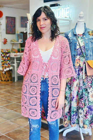 ShopMucho Crochet Cardigan Kimono