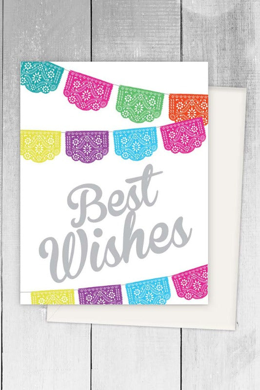 ShopMucho Best Wishes Papel Picado Spanish Greeting Card