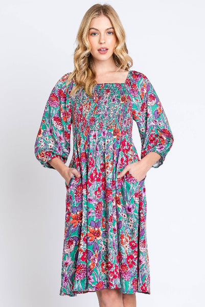 Get trendy with Floral Print Smocked Dress - Dresses available at ShopMucho. Grab yours for $54 today!