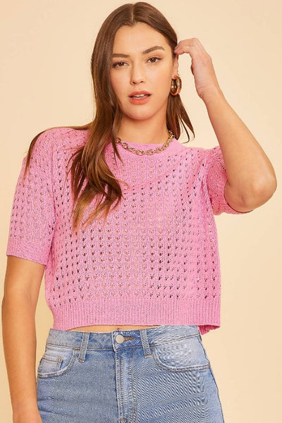 Get trendy with Knit Netting Sweater Top - Tops available at ShopMucho. Grab yours for $44 today!