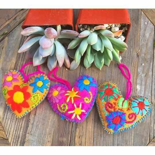 Get trendy with Corazon Heart Embroidered Felted Wool Ornament - Mexico - Ornaments available at ShopMucho. Grab yours for $13 today!