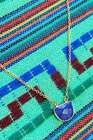 ShopMucho Large Faceted Stone Pendant Necklace