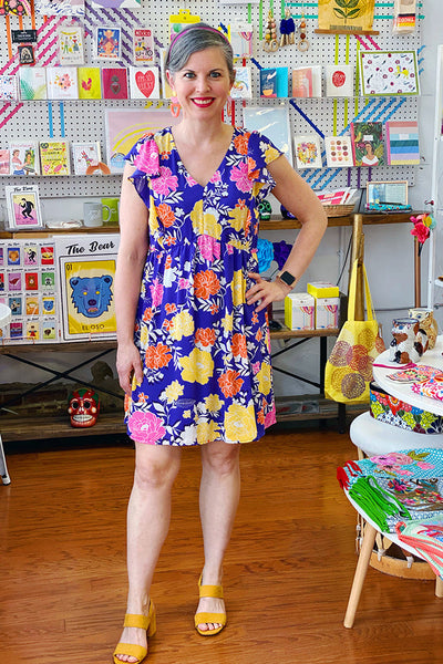 ShopMucho Floral Print Flutter Sleeve Dress
