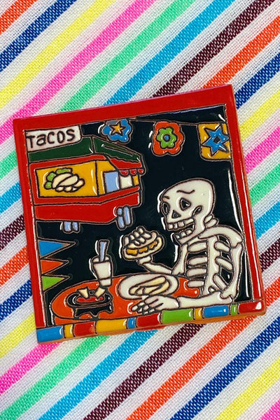 ShopMucho Skeleton and Taco Truck Ceramic Tile