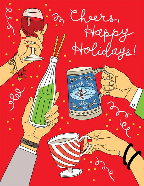 Get trendy with Cheers Happy Holidays Greeting Card - Greeting Cards available at ShopMucho. Grab yours for $5 today!