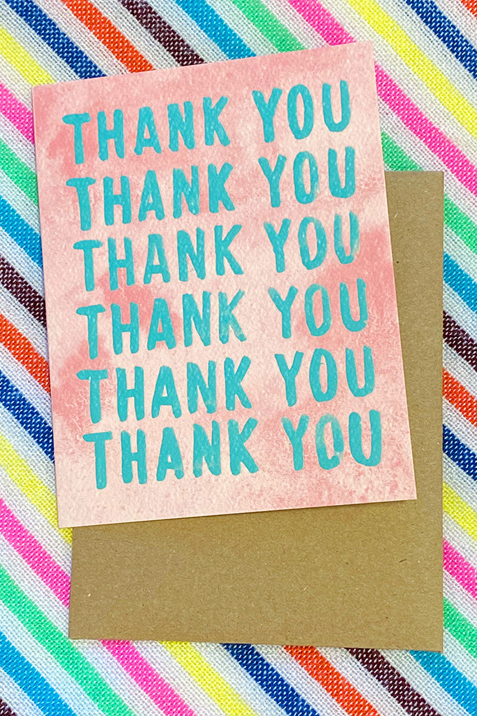 ShopMucho Thank You - Pink and Teal Thank You Greeting Card