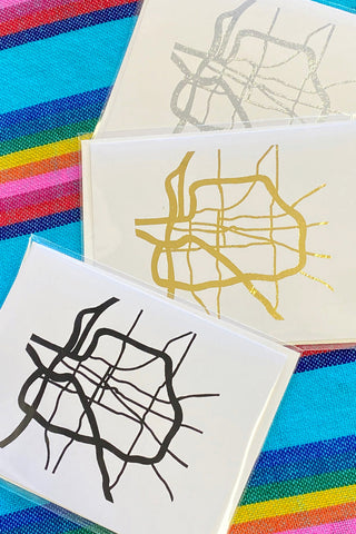 Get trendy with Memphis Designs Greeting Card- Highway Map - Greeting Cards available at ShopMucho. Grab yours for $5 today!