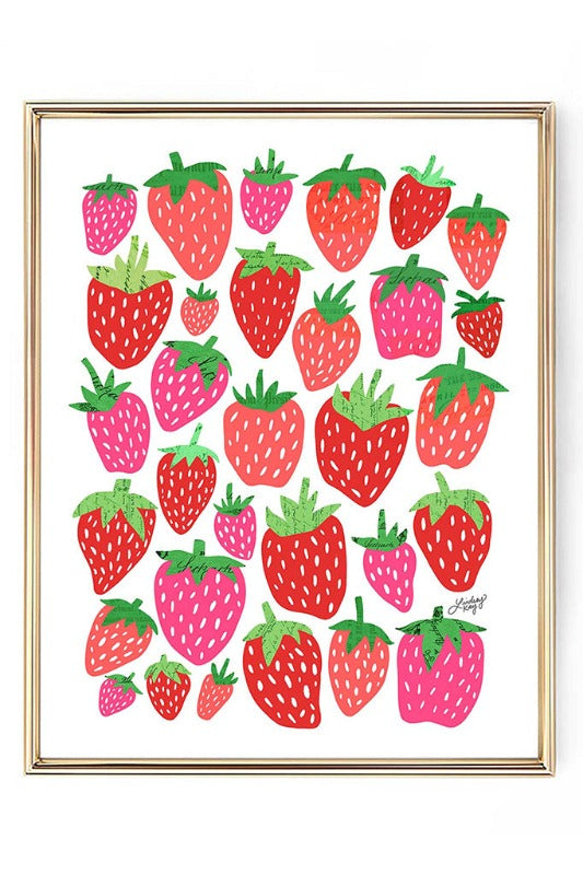 ShopMucho Strawberries Illustration Collage - Art Print