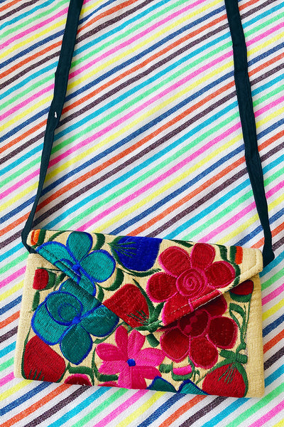 Get trendy with Embroidered Floral Crossbody Clutch- Small - Handbags available at ShopMucho. Grab yours for $28 today!