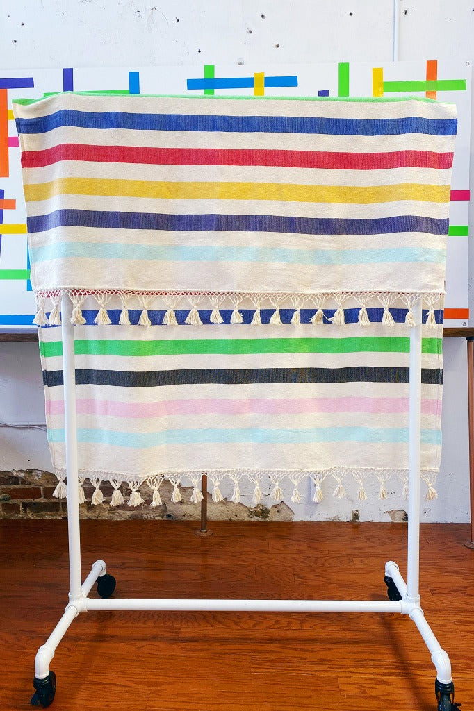ShopMucho Rainbow Striped Woven Throw Blanket