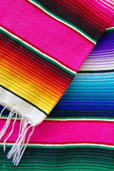 ShopMucho Serape Mexican Throw Blanket - Hot Pink
