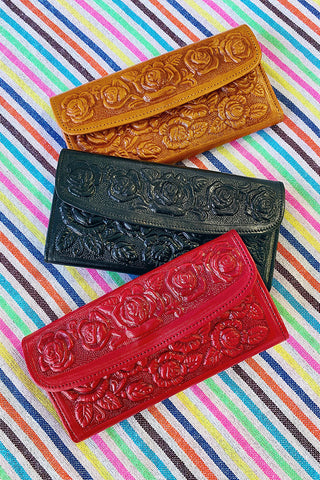 ShopMucho ShopMucho women's tooled floral leather wallet 