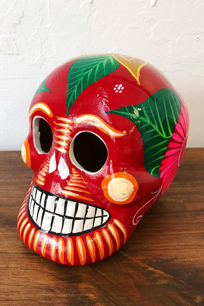 ShopMucho handmade ceramic Mexican sugar skull in red